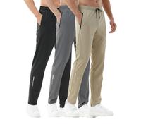 X-thud 3 Pack Men's Athletic Joggers Stretch Sweatpants with Zipper Pockets Running Workout Gym Track Golf Pants Black XXL