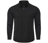 X-thud Mens Quarter Zip Pullover Long Sleeve Tee Shirts Mock Neck Active Workout Tops Black XXL