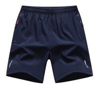 X-thud Mens Quick Dry Gym Shorts Athletic Training Shorts with Zipper for Jogger,Trainning,Workout Navy S