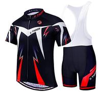 X-TIGER Men’s Summer Short Sleeve Cycling Suits Set Cycling Jersey with 5D Gel Padded Shorts Coolmax Bib Shorts Bicycle Team Clothing Cycling Set(A9,M)