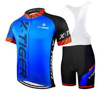 X-TIGER Men's Cycling Suits Short Sleeve Cycling Jersey with 5D Gel Padded Bicycle Tops Tights Bib Shorts Combo Set Quick Dry Breathable MTB Shirt Cycling Bottoms Racing Clothes(1101,M)