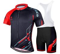 X-TIGER Men's Cycling Suits Short Sleeve Cycling Jersey with 5D Gel Padded Bicycle Tops Tights Bib Shorts Combo Set Quick Dry Breathable MTB Shirt Cycling Bottoms Racing Clothes(0401,XL)