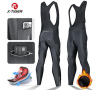 X-TIGER Winter Men's Cycling Bib Pants Cold Resistant Keep Warm Wool Breathable 5D Gel Pad TMB Mountain Road Cycling Pants 4XL XM-ZBK-34801