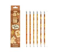x trade 12PCS Cartoon Children Pencil Wooden Pencil with Eraser Assortment Wooden Drawing Pencils Sketching for Kid Student School Supplies Stocking Fillers Children (Capybara)