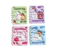 x trade 4PCS cute 3D panda capybara rabbit Notebook Wirebound Small Mini Pocket Journal Diary for Girls Boys Kids Gift Spiral bound A7 Lined Notebook Writing Drawing Notepad (Rabbit)