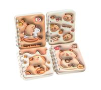 x trade 4PCS cute 3D panda capybara rabbit Notebook Wirebound Small Mini Pocket Journal Diary for Girls Boys Kids Gift Spiral bound A7 Lined Notebook Writing Drawing Notepad (Capybara)