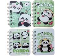 x trade 4PCS cute panda capybara rabbit Notebook Wirebound Small Mini Pocket Journal Diary for Girls Boys Kids Gift Spiral bound A7 Lined Notebook Writing Drawing Notepad (Panda)