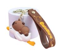 x trade Cute Capybara Keychain, Key Ring for Backpack, Bag Charm Portable Capybara Bag Charm, Cute Animal Figure Key Chain Ring Jewelry for Car Keys House Keys and Bag (duck)