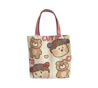x trade Women's Bear Kawaii Canvas Shoulder Bags Rabbit Panda Pattern Hobo Crossbody Handbags Preppy Alt Casual Tote (Bear)