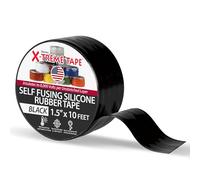 X-Treme Tape TPE-XR1510ZLB Silicone Rubber Self Fusing Tape, 1.5" x 10', Rectangular, Black