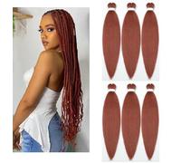 X-Tress 26 inces EZ Braids Auburn Color Braids Pre Stretched Braiding Hair 6 Packs Professional Yaki Synthetic for Box Hair Cornrow Extension(350)