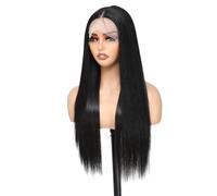 X-Tress 26" Straight Lace Front Wig Synthetic for Women 13x4x1 T Part Highlight Lace Front with Middle Hairline Baby Hair Around Hair Replacement Wig for Women(Natural Color)