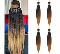 X-Tress 4pcs/pack Ombre Crochet Braids 26" Long Easy Braids Brown Box Braids Hair Extension Jumbo Knotless Braids Black Braiding Hair Africa Braids Ginger Hair 2 Tone Color Clean and Neat(MT1B/30/27)