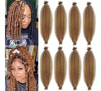 X-Tress 8 Packs Springy Afro Twists Blonde Cuban Twist Hair 24 inch Pre-Separated Kinky Marley Twist Braiding Hair Soft Synthetic Crochet for Distressed Faux Locs Extensions (Honey Blonde)