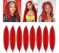 X-Tress 8 pcs Spring Afro Twist Soft Locs 24 Inch Crochet Braiding Hair Extension Marley Passion Twis.t Kinky Braiding Hair Extension Pre-Separated Spring Twist Red Braids(Red)