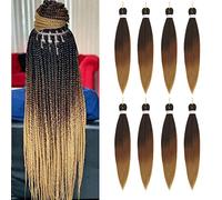 X-Tress 8pcs/pack Ombre Crochet Braids 26" Long Easy Braid Brown Box Braids Hair Extension Jumbo Knotless Black Braiding Hair Africa Braid Ginger Hair 3 Tone Color Clean and Neat(MT1B/30/27)