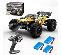 X-Verse 16102PRO Remote Controlled Car with Brushless Motor, 2.4GHz 1:16 4WD RC Car Offroad, 70KM/H Offroad Drift Car Toy, Gift for Kids Adults - 3 Batteries(YELLOW)