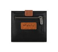 X Wrangler Small Thin Wallets for Women Minimalist Bifold Card Cases & Money Organizers with Zipper Coin Pocket, Black-Brown, S, Casual