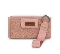 X Wrangler Western Wallet for Women Card Cases & Money Organizers Bifold Wallet Wristlet with Zipper Pocket, Pink, 7.8 x 0.4 x 4.4 inches, Western Wallet
