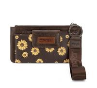 X Wrangler Western Wallet for Women Card Cases & Money Organizers Bifold Wallet Wristlet with Zipper Pocket, X Coffee, Sunflower Wallet