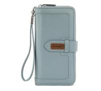 X Wrangler Women's Wallets Bifold Wristlet Wallets for Women Large Capacity Credit Card Cash Wallet with ID Window, Jeans Blue, M, Minimalist