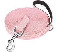 X XBEN Long Line Dog Lead, 30M/98FT Reflective and Lightweight Recall Training Lead for Dogs with Soft Padded Handle and Heavy Duty Hook,Strong Extra Long Leash for Large Small Puppy Dog,Pink