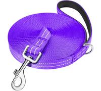 X XBEN Long Line Dog Lead, 6M/20FT Reflective & Lightweight Recall Training Lead for Dogs with Soft Padded Handle, Strong Extra Long Leash for Large Medium Small Puppy Dog, Purple
