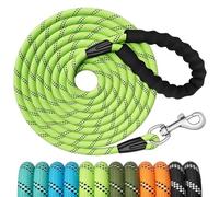 X XBEN Training Leads for Dogs, 25M/82FT Strong Rope Long line Dog Lead Leash with Soft Padded Handle and Heavy Duty Hook, Reflective Recall Training Leads for Large Medium Small Dog, Green