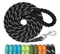 X XBEN Training Leads for Dogs, 30M/98FT Strong Rope Long line Dog Lead Leash with Soft Padded Handle and Heavy Duty Hook, Reflective Recall Training Leads for Large Medium Small Dog, Black
