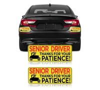 x xotic tech 2Pcs Elderly Driver Car Magnet Reflective Senior Driver Magnet Signs for Car Old People Gag Gifts Yellow Sign Magnetic Bumper Sticker for Grandma Grandpa(Thanks for Your Patience!)