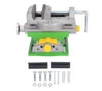 X-Y Compound Slide Vise, 2-Axis Precision Vise for Drill Press and Bench | Cast aluminum body with 360° swivel base and angle scale; rubber jaw pads included to protect delicate surfaces