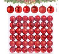 X-YSUNEAS 42Pcs Red Christmas Ball,3cm Plastic Ball Baubles Ornaments Mini Size Baubles for Wedding Birthday Party Decorations
