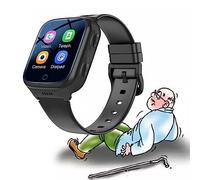 X&Z-XAOY Black Fall Alert Devices Elderly Fall Detection Smart Watch With SOS Emergency Button/HD Video Call/Health Monitor IPX7 Waterproof