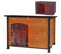 X-ZONE PET Insulated Dog House, Weatherproof Dog Kennel with Insulated Liner for Small to Large Sized Dogs, Outdoor Doghouses Puppy Shelter with Elevated Floor(Brown)