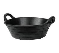 Flexible Rubber Skip Feed Bucket Feeder Trough with Integrated Handles - 11L - Black