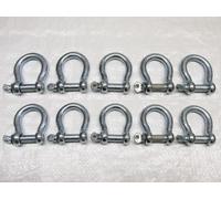 x10 10MM Galvanised Commercial Bow Shackles - Chain Connector Caravan Tether