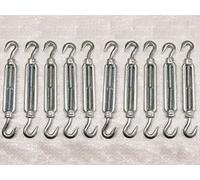 x10 8MM Galvanised Forged Straining Screw Hook and Hook - Caravan Turnbuckle Open Body