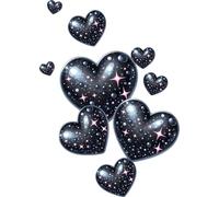 x10 Black Glitter Heart Stickers, Cover Marks, No White Edge Vinyl Decals