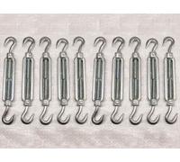 x10 M12 Galvanised Forged Straining Screw Hook And Hook - Caravan Turnbuckle Open Body