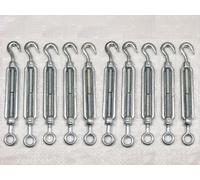 x10 M8 Galvanised Forged Straining Screw Hook Eye - Caravan Turnbuckle Open Body