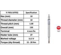 X10 - NGK GLOW PLUG QUALITY OEM 4705 / Y-745U