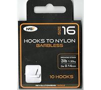 x10 NGT Barbless Hooks to Nylon in Size 16