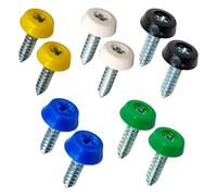 x10 Oversized Number Plate Screws With Caps, License Plate Screw Cap Car License Plate Fixing Devices (2 of Each Colour)