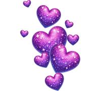 x10 Purple Glitter Heart Vinyl Stickers, Cover up Marks, Weatherproof, Hardwearing & Vibrant, Multi-purpouse Ideal for Phone case, Cups, Wine Glass, Toilet, car, Wall & All Projects. (Glitter Purple)