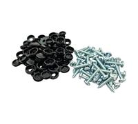 x100 Black Number Plate Flip Top Caps & Screws Kit Hinged Screw Covers Hinge Cover