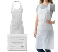 x100 Disposable Aprons White Flat Pack Multipurpose Strong Waterproof Plastic Aprons Ideal for Catering, Cooking, Clinics, Hospitality & Workplace Protection.