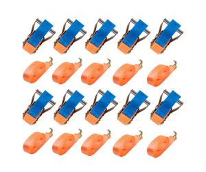 X10PC 5T6M50MM RATCHET STRAP TIE DOWN W/ J HOOK LASHING STRAP 5000KG 5TON