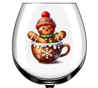 x12 Christmas Gingerbread Man Cup Glass Vinyl Decal Stickers Colour ah760