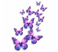 x14 Violet Butterfly Vinyl Decal Stickers, Cover up Marks, Weatherproof & Vibrant, Multi-Purpose Ideal for Phone, Cups, Tile, Toilet, Car, Laptop, Wall & More. Non Transparent Decal (Violet Blue)