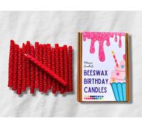 x16 Beeswax Birthday Candles | Hand-Rolled | Eco-Friendly (Dark Red)